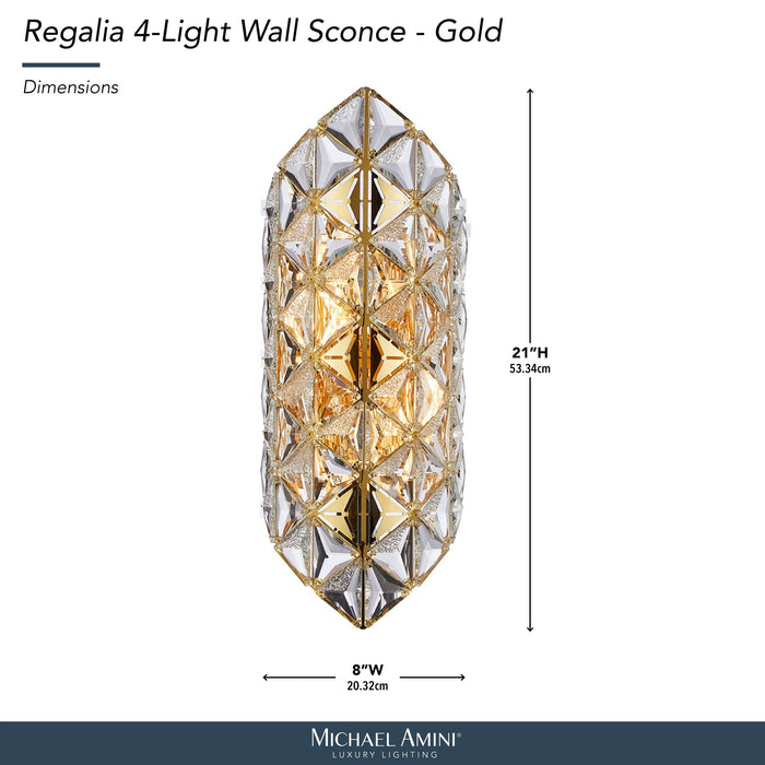 Michael Amini Lighting - Regalia 4-Light Crystal Wall Sconce - Gold Michael Amini