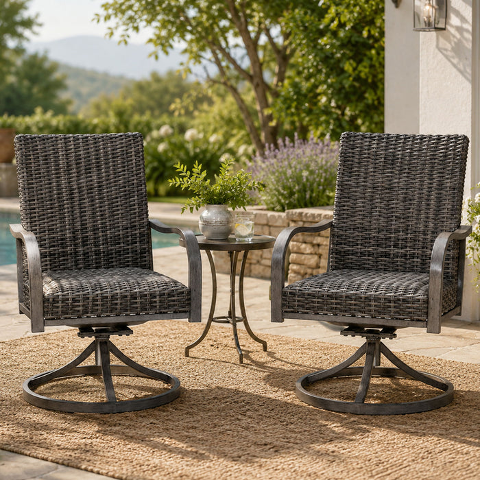 Outdoor Swivel Dining Chair (Set of 2) - Gray Home Essentials