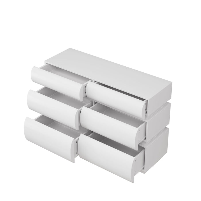 Minimalist Modern 6 Drawer Dresser, Handle Free Design With Wide Storage