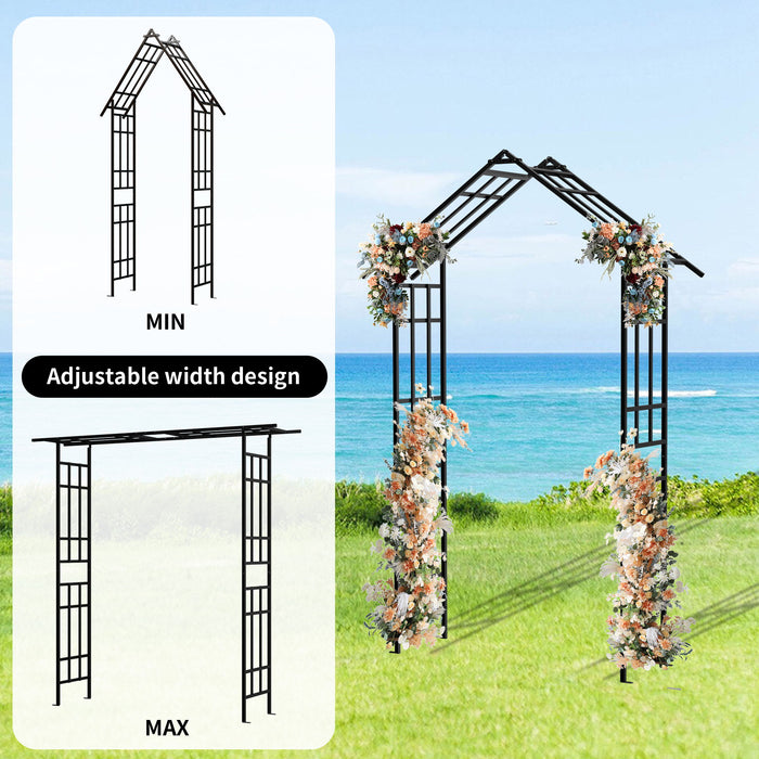 Garden Arch With Adjustable Width Climbing Plants Support - Black Daily Nest