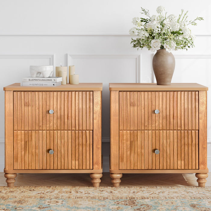 Modern Fluted Nightstand With 3 Drawers Home Essentials