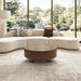 Drum Shaped Coffee Table With Hidden Storage Drawer, Low Profile For Living Room - Walnut Home Essentials