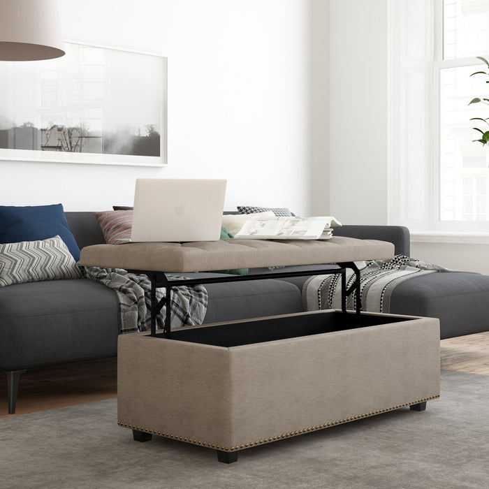 Hamilton - Upholstered Lift Top Rectangular Storage Ottoman Simpli-Home