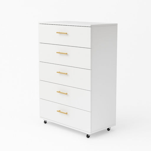5 Drawer Dresser With Handles - White Home Essentials