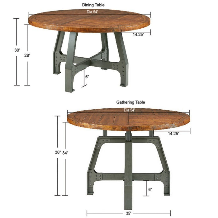 Lancaster - Round Dining / Gathering Table With Adjustable Height - Walnut