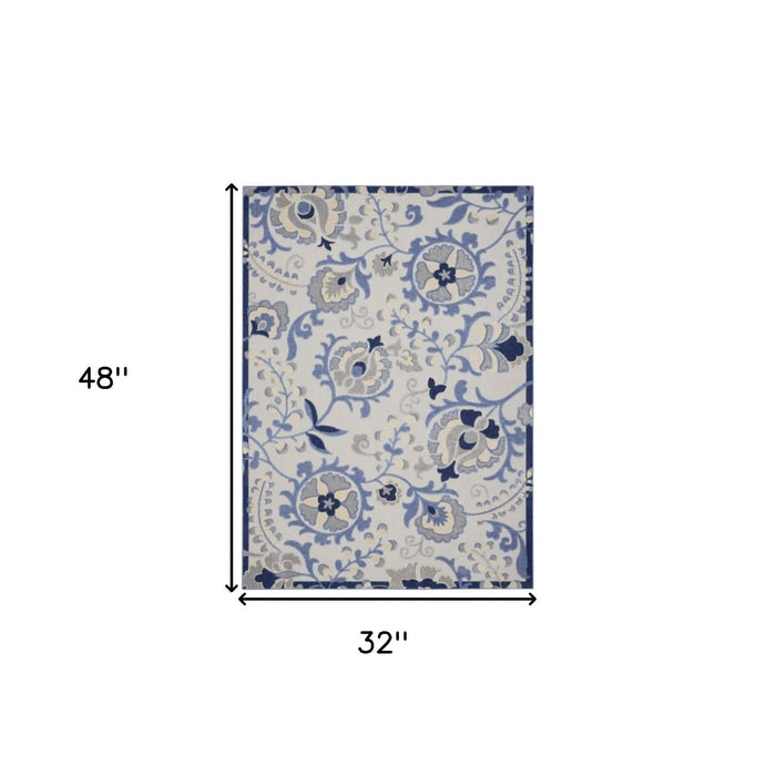 3' X 4' Toile Non Skid Indoor / Outdoor Area Rug - Blue / Gray