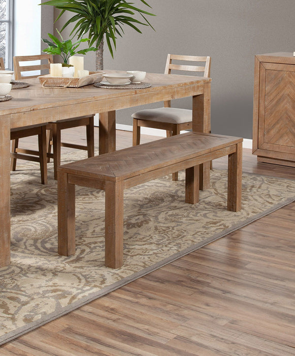 Distressed Solid Wood Dining Bench - Natural