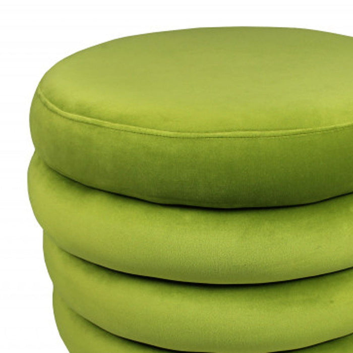 Velvet Tufted Round Cocktail Ottoman - Green