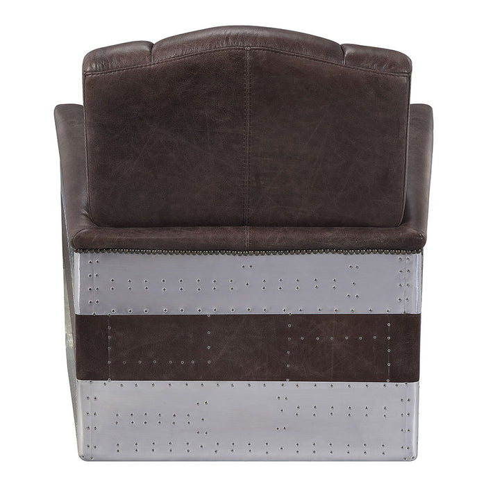 Brancaster - Accent Chair - Retro Brown Top Grain Leather & Aluminum ACME