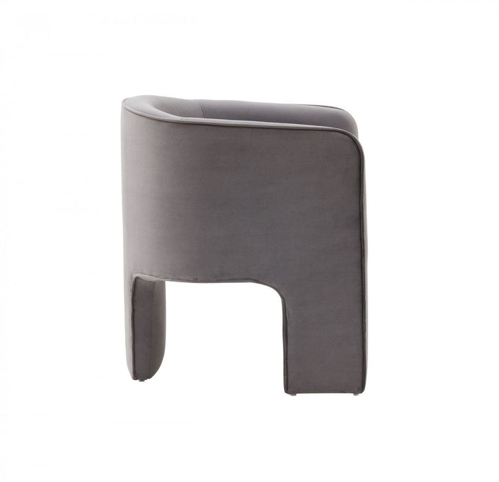 Contemporary Velvet Three Legged Chair 28" - Dark Gray
