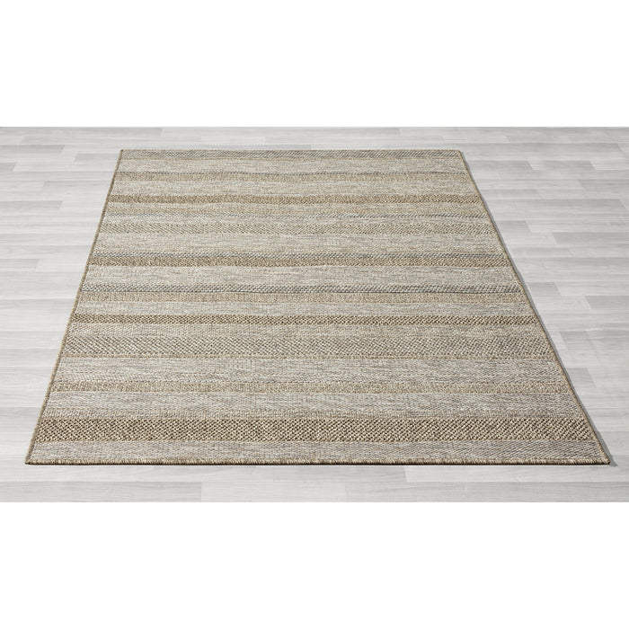 5' X 7' Striped Handmade Indoor / Outdoor Area Rug - Gray