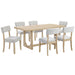 7 Piece Dining Table Set For 6, Rectangular Table & 6 Upholstered Chairs, Sturdy U - Shaped Base For Dining Room - Light Oak Home Essentials