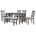 Foldable Dining Set For 6 With 4 Chairs And Bench, Space Saving Design - Gray Hearth and Haven