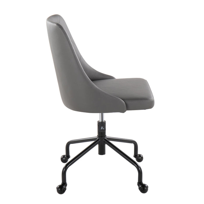 Marche Contemporary Adjustable Office Chair With Casters In Black Metal And Gray Faux Leather By Lumisource