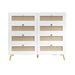 8 Drawers Chest Of Drawers With Rattan Drawer Face Golden Legs And Handles - White Home Essentials