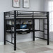 Ranier - Full Workstation Loft Bed, Full Length Desk, Safety Rails And Storage Shelves - Black Furniture Max