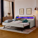 Upholstered Sofa Bed With LED Lights, Storage Headboard, Foldable Trundle & Wireless Charging Home Essentials