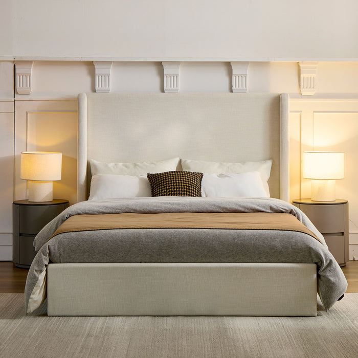 Caron - Upholstered Wingback Bed With High Headboard House & Home Furniture