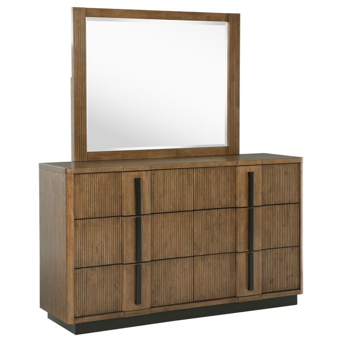 Moraga - 6 Drawer Dresser With Mirror - Ash Brown Furniture Max