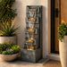 4 Tier Cascading Waterfall Fountain With Warm LED Lights, For Patio - Gray Daily Nest