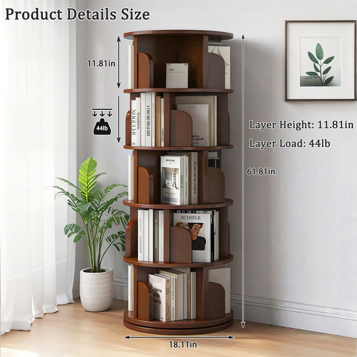 5 Tier Rotating Bookshelf, Spinning Design Home Essentials