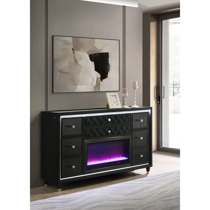 Mika - 8 Drawer LED Fireplace Dresser Furniture Max