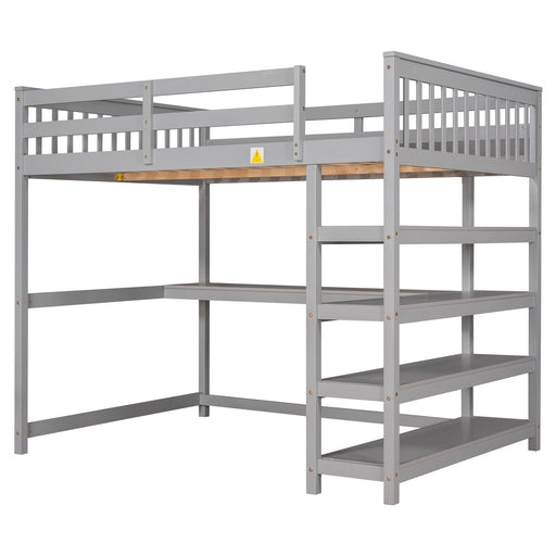Loft Bed With Storage Shelves And Under Bed Desk Hearth and Haven