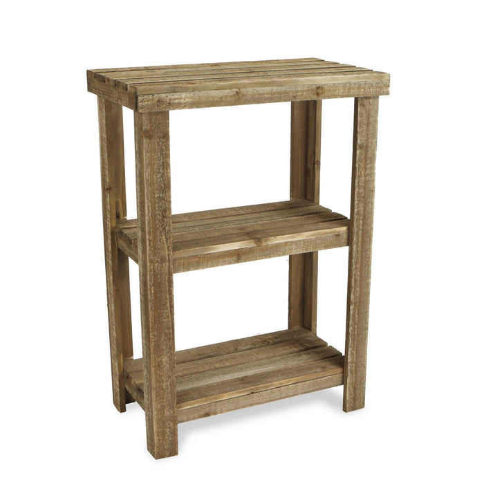 Solid Wood End Table With Two Shelves - Brown