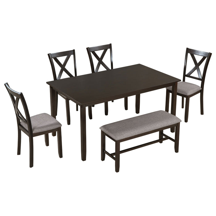 6 Piece Rectangular Dining Table Set With 4 Chairs And Bench Hearth and Haven