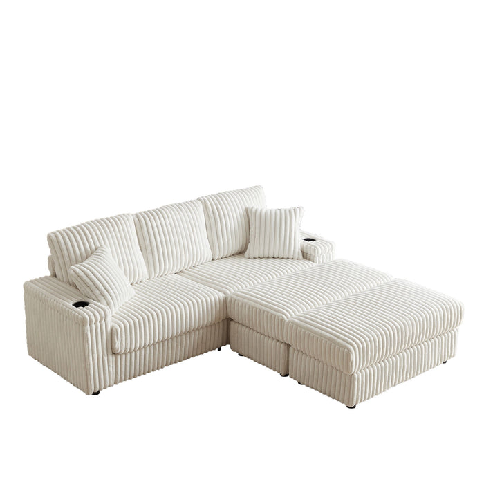 3 Seater Sofa With 2 Ottomans For Living Room Home Essentials