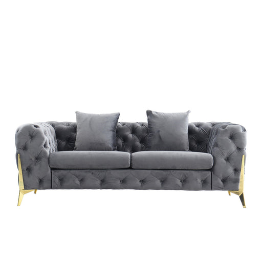 Loveseat With Diamond Button Tufting, Matching Throw Pillows Home Essentials