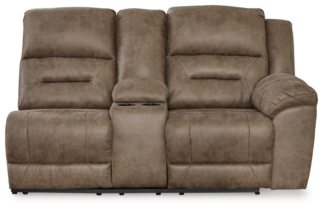 Ravenel - Raf Dbl Reclining Power Loveseat With Console - Faux Leather - Fossil Signature Design by Ashley®