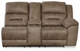 Ravenel - Raf Dbl Reclining Power Loveseat With Console - Faux Leather - Fossil Signature Design by Ashley®