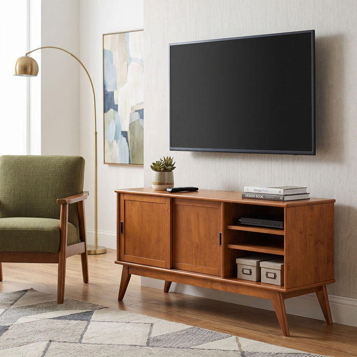 Draper - Handcrafted Mid Century Low TV Media Stand Simpli-Home