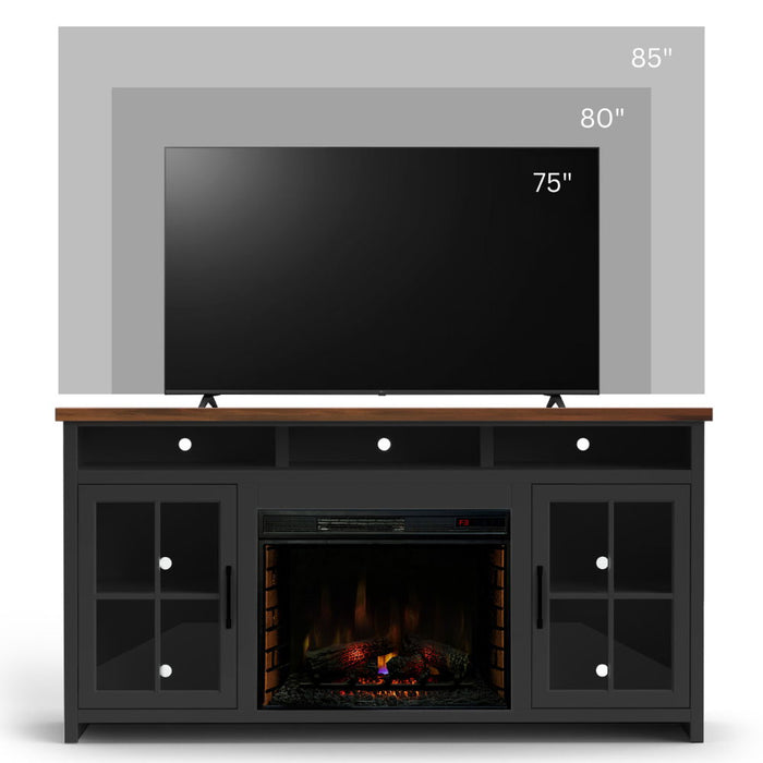 Fireplace TV Stand Console For TVs Up To 85" - Black / Whiskey Home Essentials
