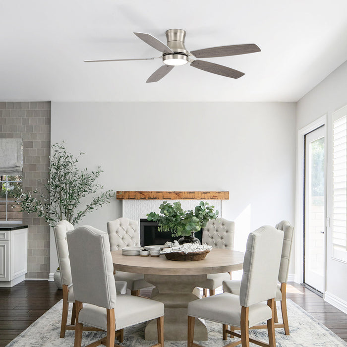 42" Low Profile Ceiling Fan With Light, 18W Dimmable LED, Reversible DC Motor, Quiet Operation, 5 Blades, Remote Included - Silver Daily Nest