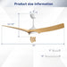 52" Ceiling Fan & 18W LED Light And Remote Control, DC Motor For Bedroom - White Daily Nest