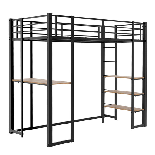 Bunk Bed With L-Shaped Desk And Dual Side Stairs Home Essentials