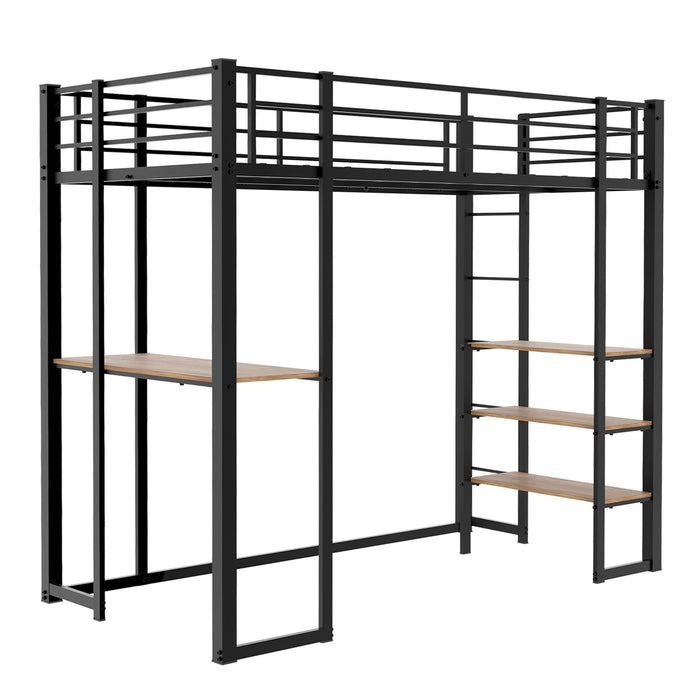 Bunk Bed With L-Shaped Desk And Dual Side Stairs Home Essentials