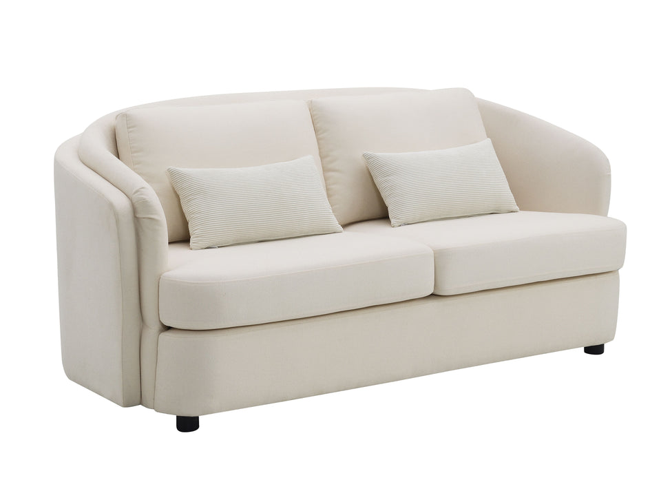 Mariko - Linen Loveseat With 2 Toss Pillows - Beige