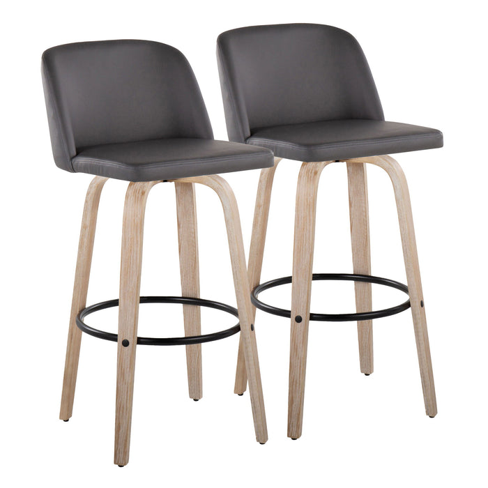 Toriano - Fixed Height Contemporary Barstool With Swivel With Round Footrest (Set of 2)