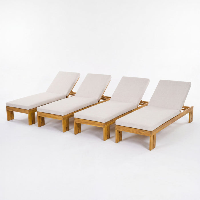 Outdoor Chaise Lounge With 5 Position Adjustable Backrest Noble House