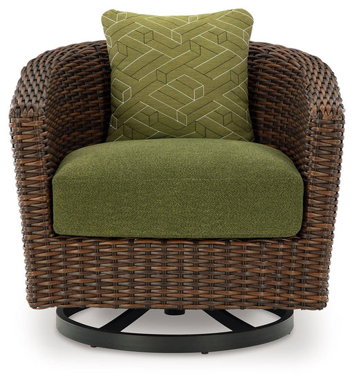 Horizon Hall - Swivel Lounge With Cushion - Brown / Green Signature Design by Ashley®
