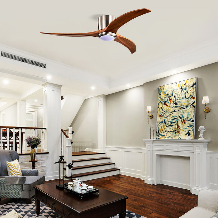 Flush Mount Fan Light, 3 Blades Ceiling Fan With Lights Remote Control, Quiet DC Motor, 6 Speed - Nickel Daily Nest