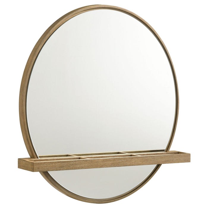 Benson - Round Vanity Wall Mirror With Shelf - Sand Furniture Max