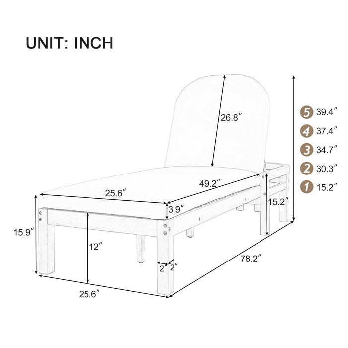 Outdoor Chaise Lounge With 5 Position Adjustable Backrest (Set of 2) Hearth and Haven