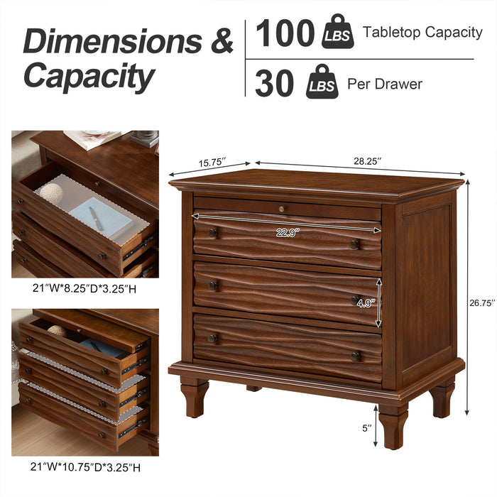 Nightstand With Charging Station, Bedside Table, 3 Drawers, USB And Type - C Ports Home Essentials