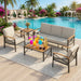 Square Outdoor Patio End Table - Black Home Essentials