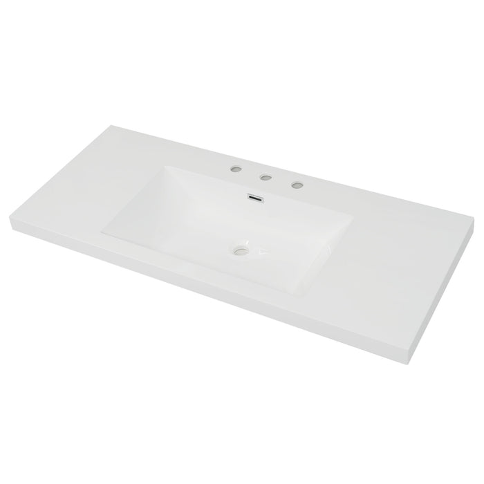 Vanity Top With 3 Faucet Holes, Rectangular Basin For Bathroom - White
