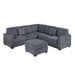 Upholstered L - Shaped 4 Piece Sectional Set With USB, Cocktail Ottoman Home Essentials
